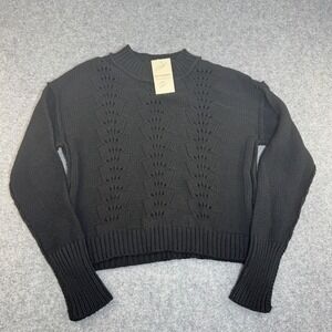 ee:some Black Knit Sweater Women's Size M Cable Knit Cropped‎